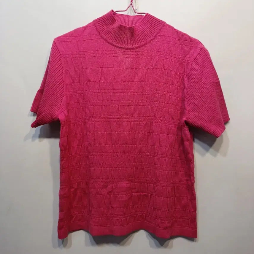 [BUNJANG] Pink Short Sleeve Knit Top / 핑크색 반팔 니트 티셔츠80~85사이즈여름  64164