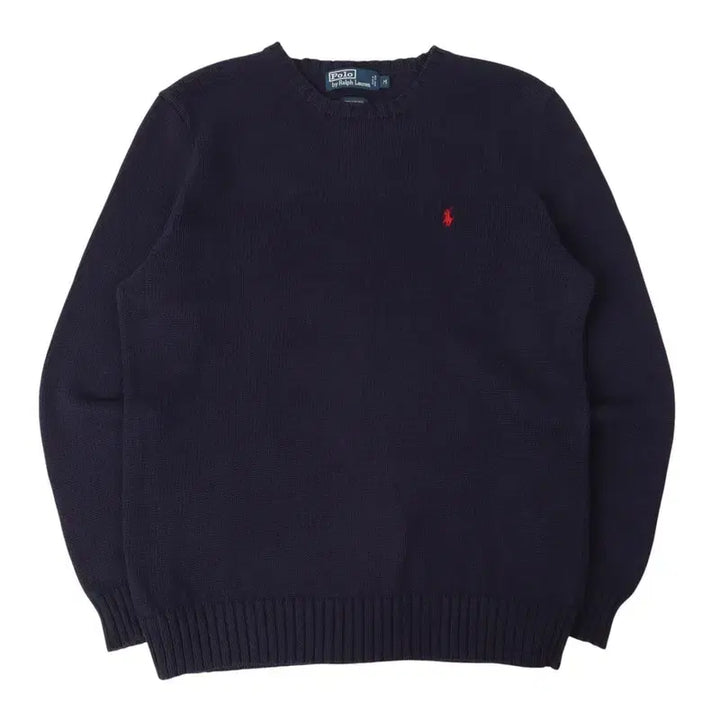 [BUNJANG] Polo Ralph Lauren Navy Red Pony Knit Sweater / 폴로 랄프로렌 네이비 레드포니 라운드 니트