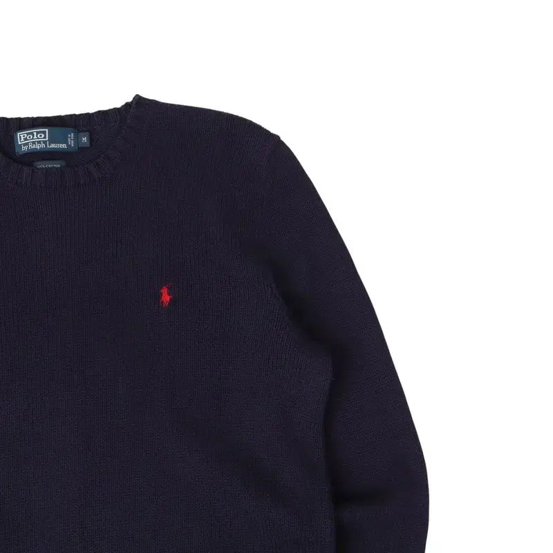 [BUNJANG] Polo Ralph Lauren Navy Red Pony Knit Sweater / 폴로 랄프로렌 네이비 레드포니 라운드 니트