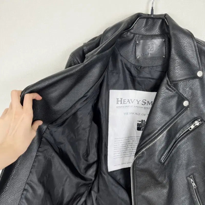 [BUNJANG] Heavy Smoker Leather Rider Jacket Black M / 헤비스모커/가죽 라이더 자켓 블랙 남M 95/라덴