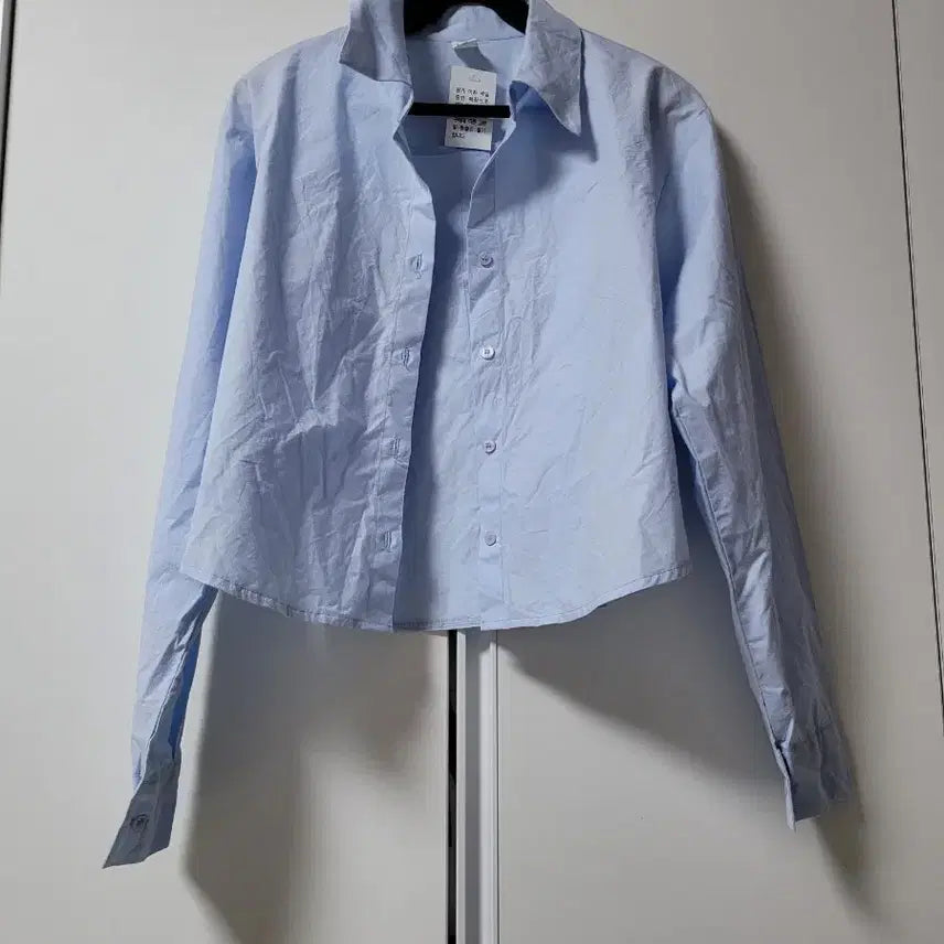 [BUNJANG] Sky Blue Crop Shirt / 하늘색 크롭 셔츠