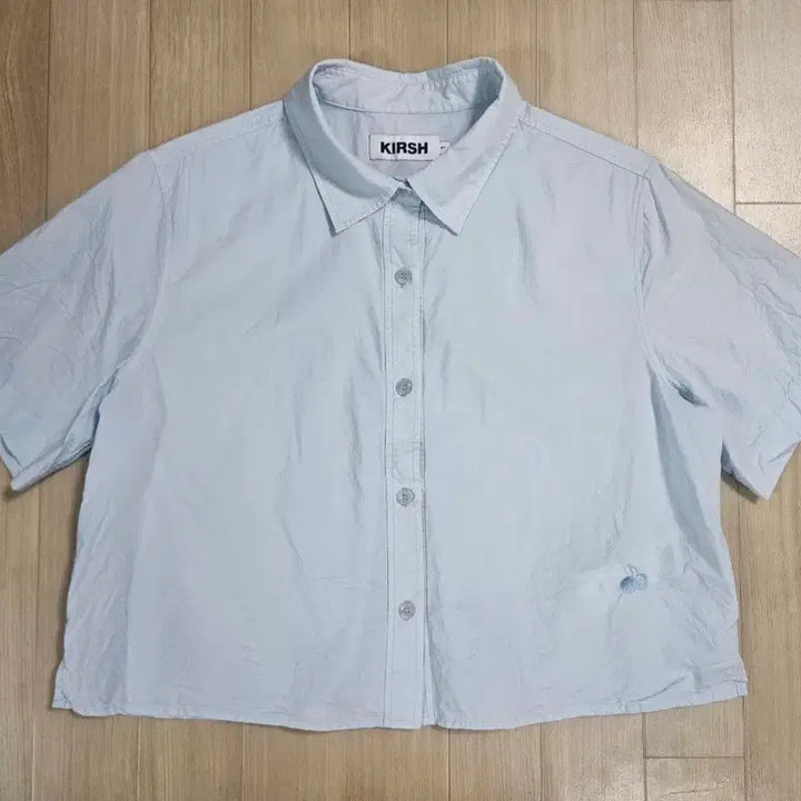 [BUNJANG] Kirsh Sky Blue Cropped Short-Sleeve Shirt / [KIRSH] 키르시 하늘색 크롭 반팔셔츠 L