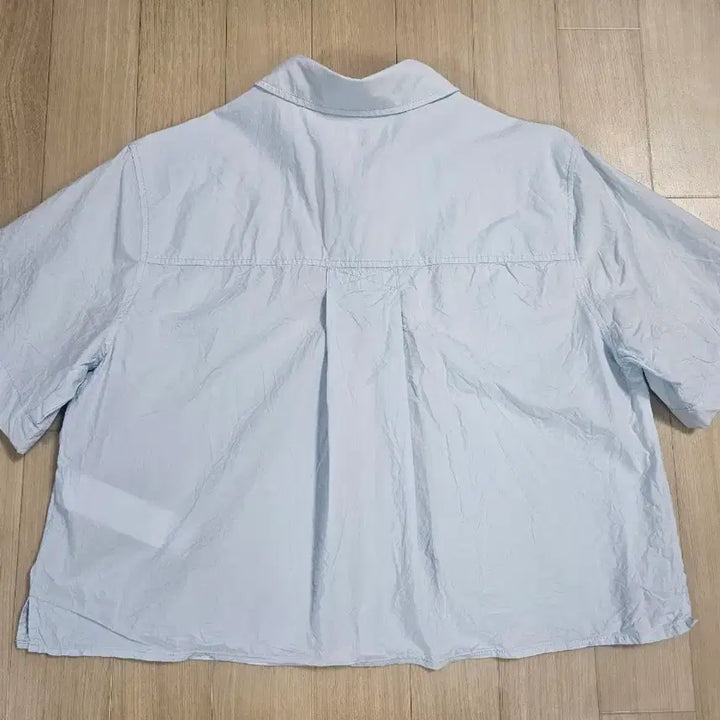 [BUNJANG] Kirsh Sky Blue Cropped Short-Sleeve Shirt / [KIRSH] 키르시 하늘색 크롭 반팔셔츠 L