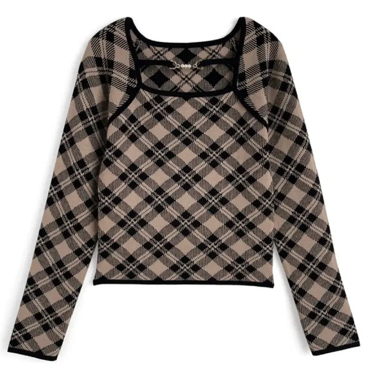 [SOLD OUT] (반택포)INGNI 잉그니 체크 니트 스나계 걸리