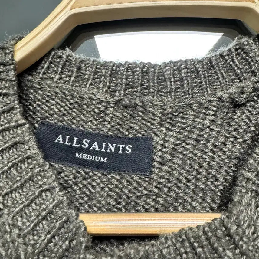[BUNJANG] AllSaints Damage Knit M Khaki Oversized / 올세인츠 데미지 니트 M사이즈 카키 오버핏