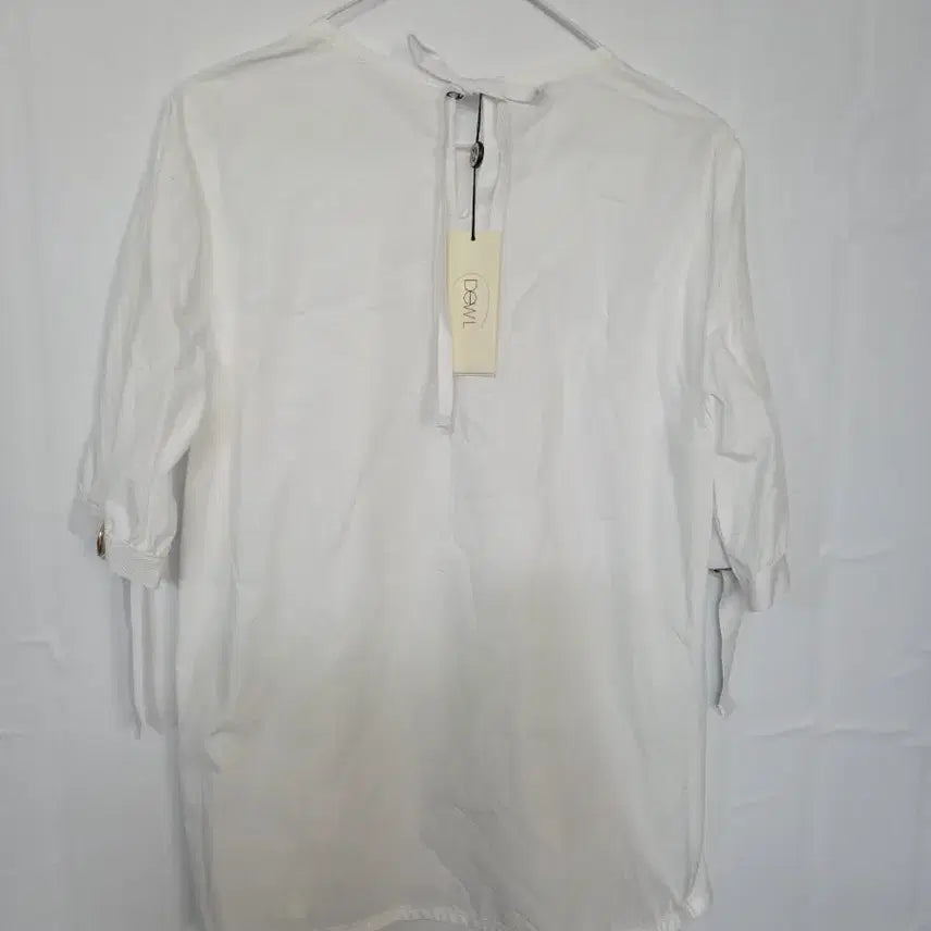 [BUNJANG] DEWL White Shirt with Ring Detail / DEWL 화이트 셔츠 5부 소매 새상품