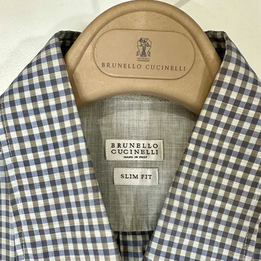 [BUNJANG] Brunello Cucinelli Brown Check Cotton Shirt / 브루넬로 쿠치넬리 브라운 체크 코튼셔츠
