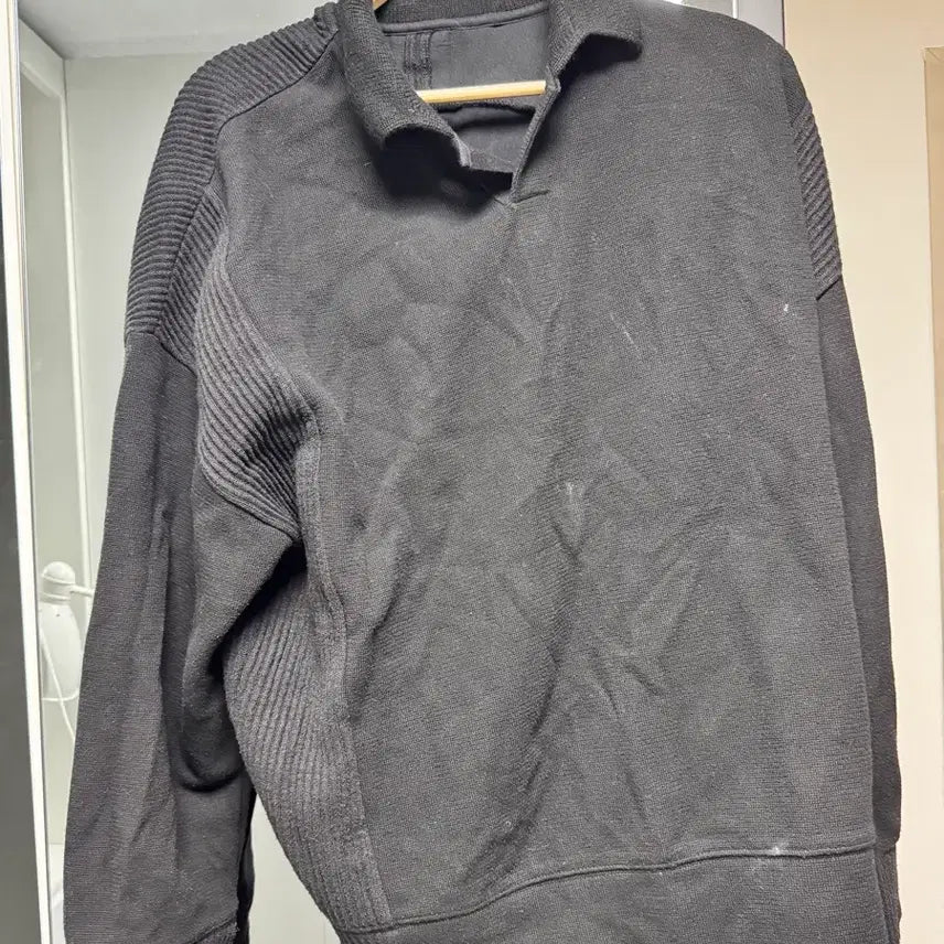 [BUNJANG] System Homme Black Knit Pullover Polo Size 105 / 시스템옴므 블랙니트 풀오버 폴로 105사이즈