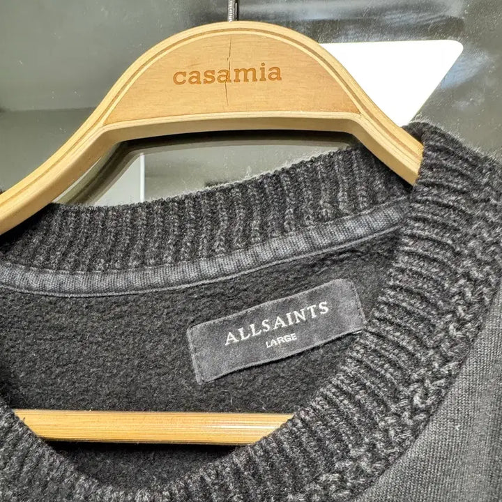 [BUNJANG] AllSaints Black Knit Panel Sweatshirt L / 올세인츠 블랙 맨투맨 티셔츠 니트 배색 L
