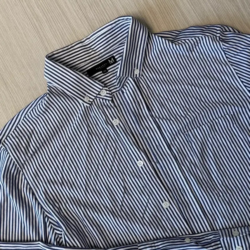 [BUNJANG] Project M Navy Stripe Shirt - Size 105 / 프로젝트엠 네이비 스트라이프 셔츠 105