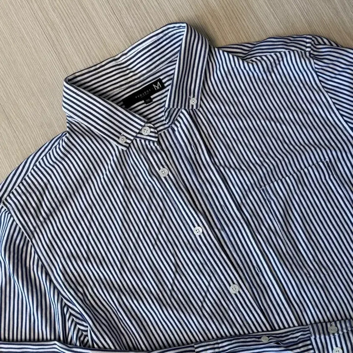 [BUNJANG] Project M Navy Stripe Shirt - Size 105 / 프로젝트엠 네이비 스트라이프 셔츠 105