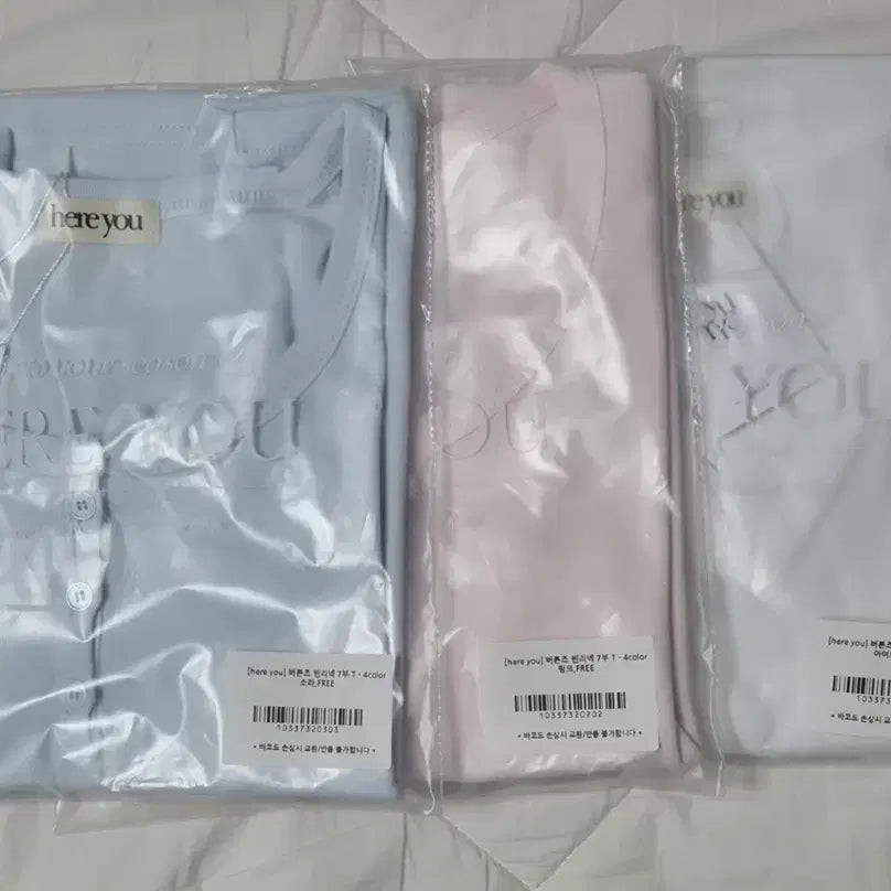 [BUNJANG] Hereyou Henley Neck 3/4 Sleeve T-shirt / (새상품)유리에 hereyou 버튼 헨리넥 7부티셔츠 핑크 소라