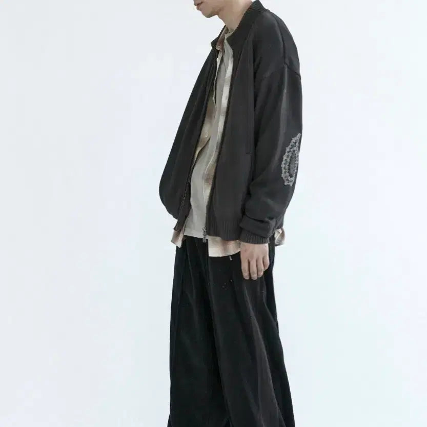 [BUNJANG] Pollytelur Velour Track Pants 4-Line Black + Brown / [2] 폴리테루 벨루어 트랙 4라인 블랙+브라운