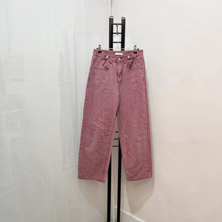 [BUNJANG] Pink Pigment High-Waist Pants with Adjustable Waist / 핑크 피그먼트 비조 허리조절가능 하이웨스트팬츠 4297