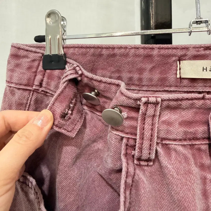 [BUNJANG] Pink Pigment High-Waist Pants with Adjustable Waist / 핑크 피그먼트 비조 허리조절가능 하이웨스트팬츠 4297