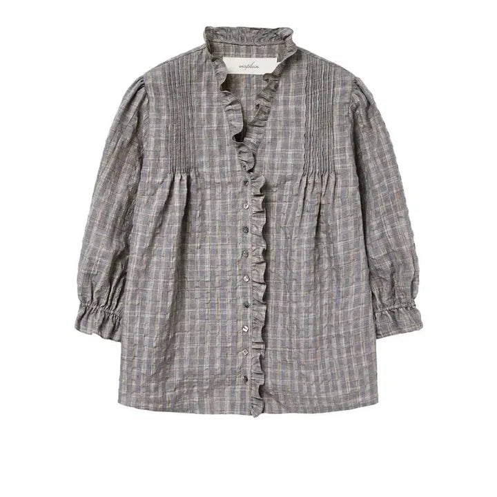 [BUNJANG] Via Plane Victoria Check Blouse / 비아플레인 빅토리아 체크 블라우스