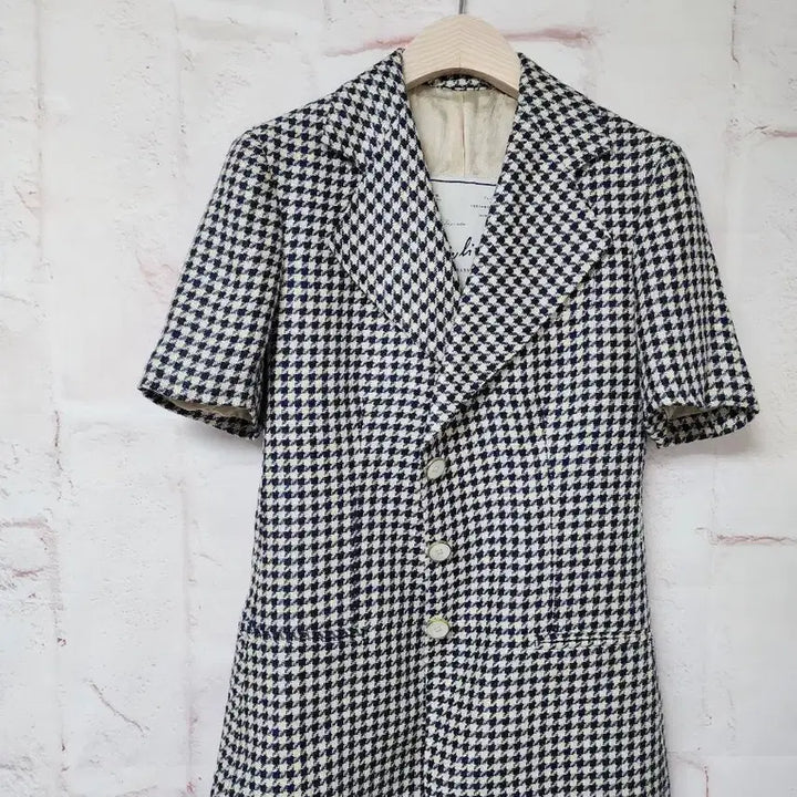 [BUNJANG] Giuliva Heritage Checked Short Sleeve Jacket (Made in Italy) / 줄리바 헤리티지(Giuliva Heritage 체크 반팔 자켓(이탈리아)