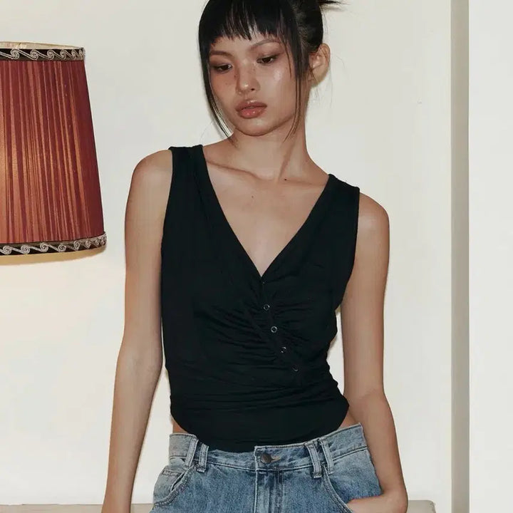 [BUNJANG] (새상품)플리즈노팔로우 Deba Sleeveless Top (Black) / (새상품)플리즈노팔로우 Deba Sleeveless Top (Black)