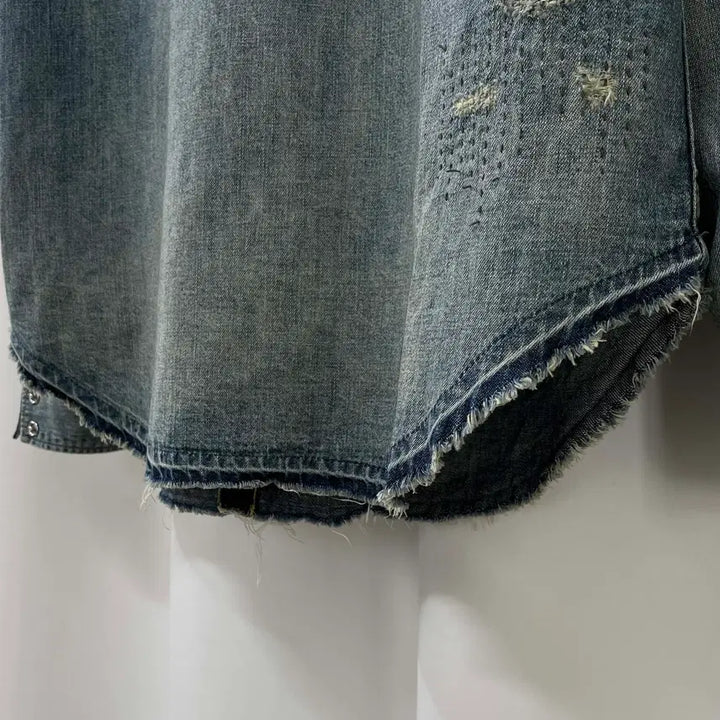 [BUNJANG] Polo Ralph Lauren Repair Concho Aztec Denim Shirt / 폴로 랄프로렌 리페어 콘초 아즈텍 사우스 웨스턴 데님 셔츠