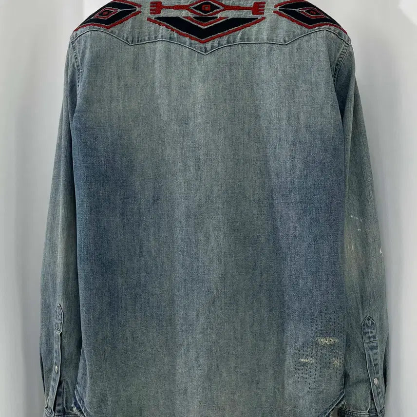 [BUNJANG] Polo Ralph Lauren Repair Concho Aztec Denim Shirt / 폴로 랄프로렌 리페어 콘초 아즈텍 사우스 웨스턴 데님 셔츠