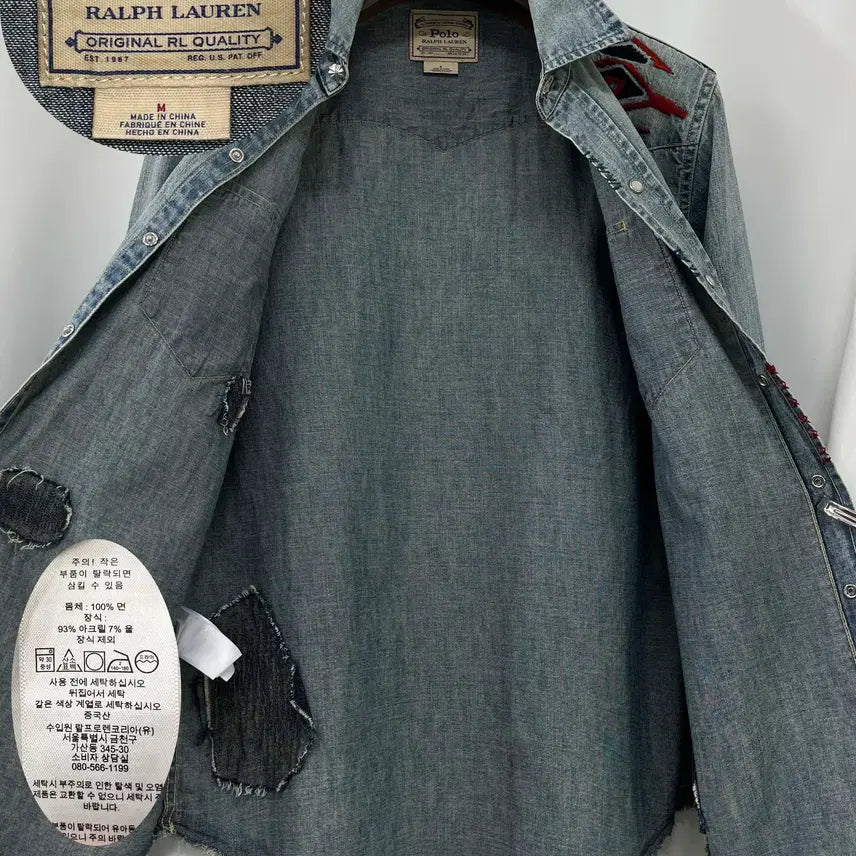 [BUNJANG] Polo Ralph Lauren Repair Concho Aztec Denim Shirt / 폴로 랄프로렌 리페어 콘초 아즈텍 사우스 웨스턴 데님 셔츠