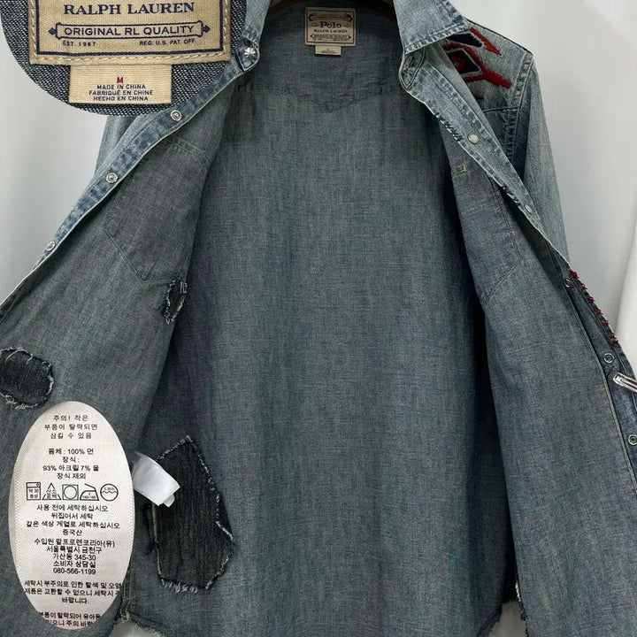 [BUNJANG] Polo Ralph Lauren Repair Concho Aztec Denim Shirt / 폴로 랄프로렌 리페어 콘초 아즈텍 사우스 웨스턴 데님 셔츠