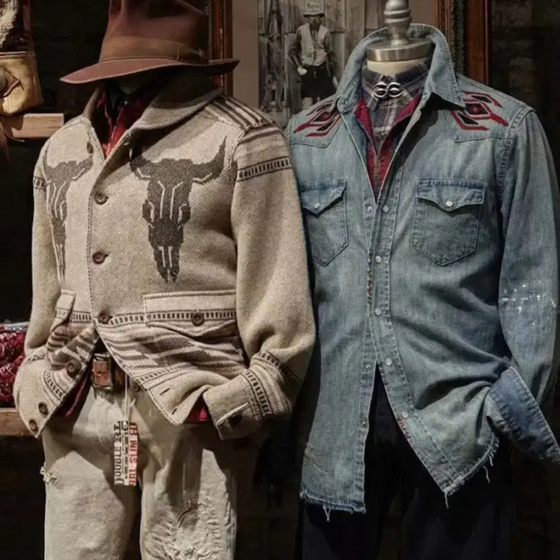 [BUNJANG] Polo Ralph Lauren Repair Concho Aztec Denim Shirt / 폴로 랄프로렌 리페어 콘초 아즈텍 사우스 웨스턴 데님 셔츠