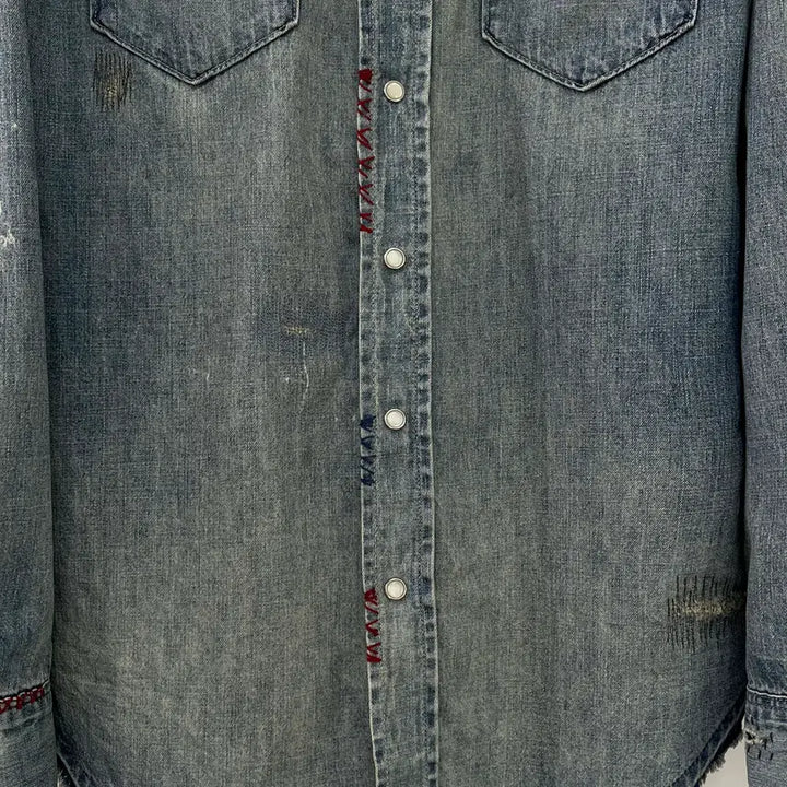 [BUNJANG] Polo Ralph Lauren Repair Concho Aztec Denim Shirt / 폴로 랄프로렌 리페어 콘초 아즈텍 사우스 웨스턴 데님 셔츠