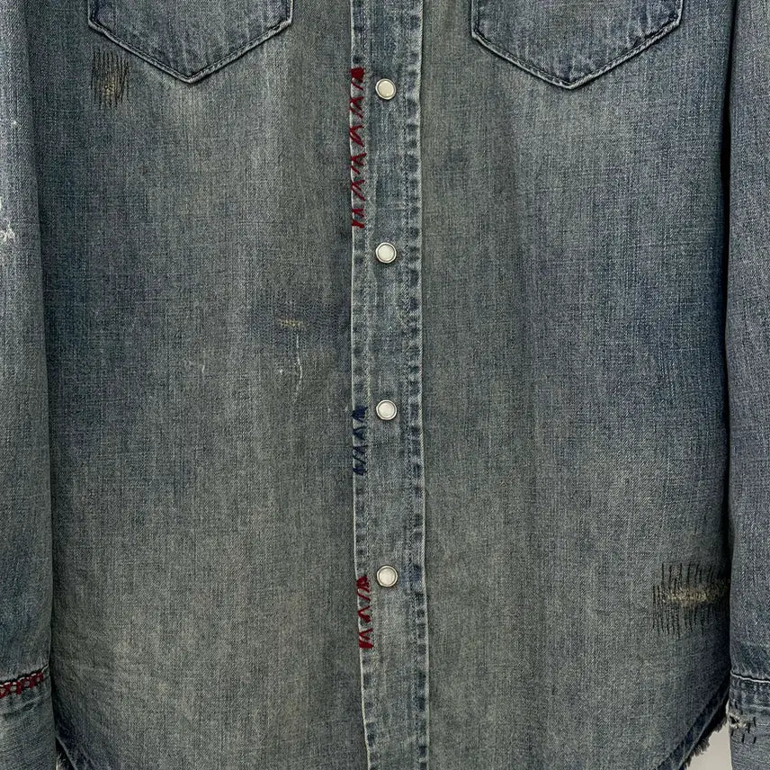 [BUNJANG] Polo Ralph Lauren Repair Concho Aztec Denim Shirt / 폴로 랄프로렌 리페어 콘초 아즈텍 사우스 웨스턴 데님 셔츠