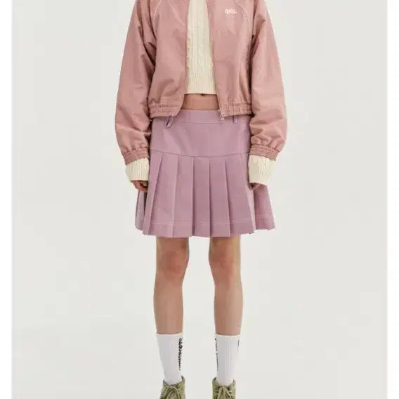 [BUNJANG] OIOI Pink Vertical Piping Crop Windbreaker Jacket - Size S / 오아이오아이 oioi 핑크 윈드 브레이커 바람막이 버티컬 피핑 크롭 S
