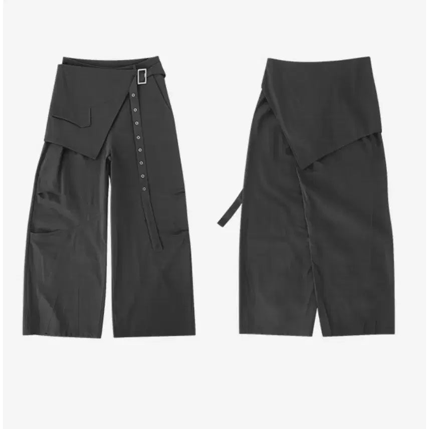 [BUNJANG] Shift8 Detachable Wrap Skirt Pants / 에이블리 시프트에잇 블랙에리니 탈부착 랩스커트 팬츠 치마 바지 블랙
