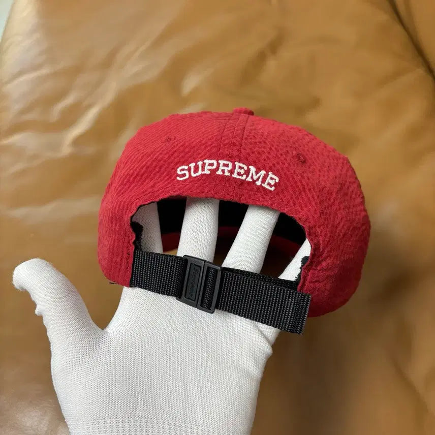 [BUNJANG] Supreme S-Logo Seersucker 6-Panel Cap / 슈프림 S로고 6패널 볼캡 모자 24ss 시어서커 레드
