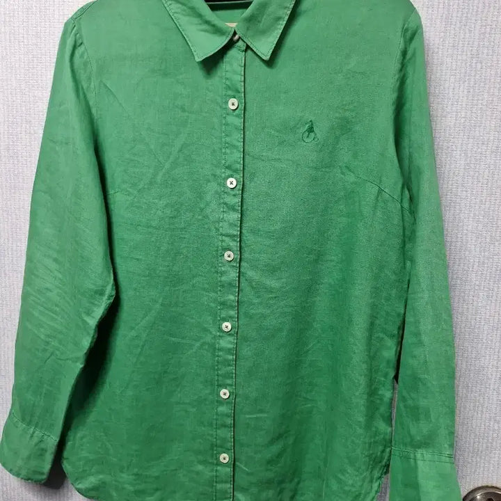 [BUNJANG] Beanpole Green 100% Linen Long-Sleeve Shirt / 빈폴 그린 린넨100% 긴팔 셔츠 55~66