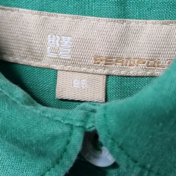 [BUNJANG] Beanpole Green 100% Linen Long-Sleeve Shirt / 빈폴 그린 린넨100% 긴팔 셔츠 55~66