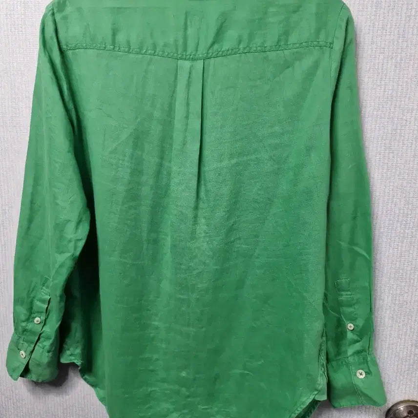 [BUNJANG] Beanpole Green 100% Linen Long-Sleeve Shirt / 빈폴 그린 린넨100% 긴팔 셔츠 55~66