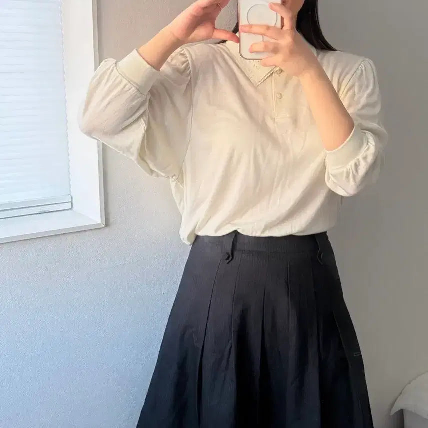 [BUNJANG] Pinstripe Pleated Midi Skirt / 스트라이프 플리츠 미디 스커트