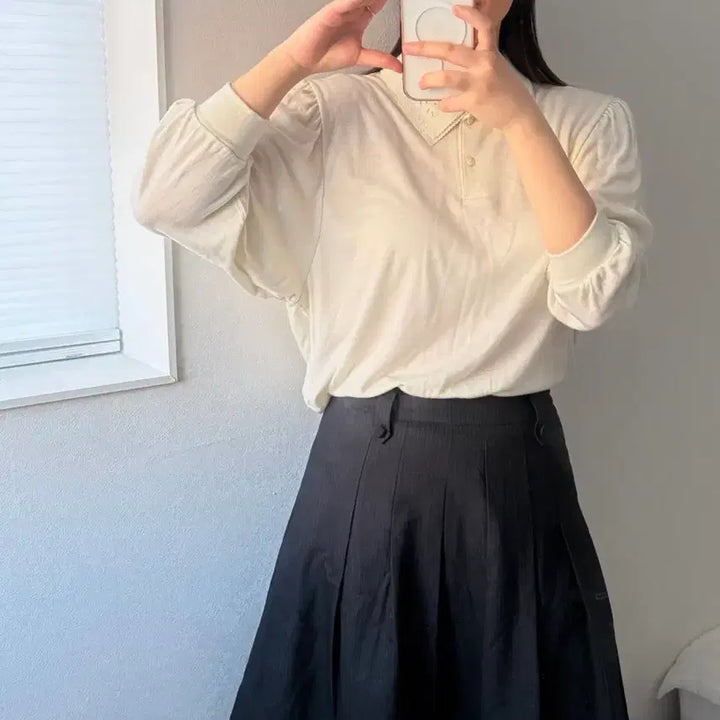 [BUNJANG] Pinstripe Pleated Midi Skirt / 스트라이프 플리츠 미디 스커트