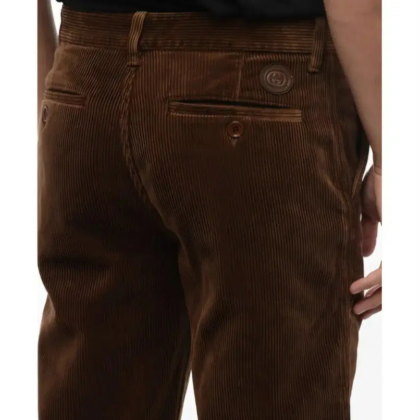 [BUNJANG] Gucci Logo Tab Corduroy Pants Dark Brown / 국내판새상품)구찌 로고탭 코듀로이 바지 골덴