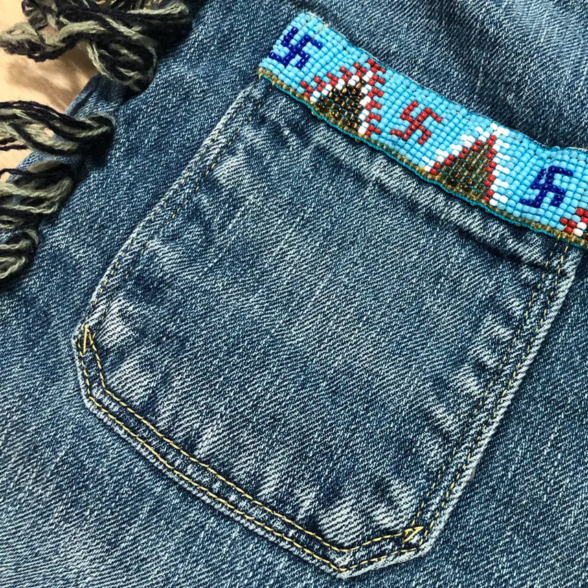 [SOLD OUT] 캐피탈 나바호 비즈 프린지 하프 데님팬츠 XL