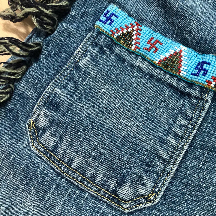 [SOLD OUT] 캐피탈 나바호 비즈 프린지 하프 데님팬츠 XL