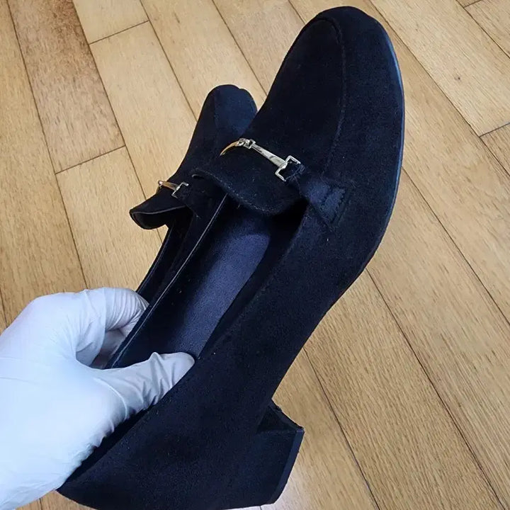 [SOLD OUT] 4cm 메탈장식 스웨이드 로퍼 245