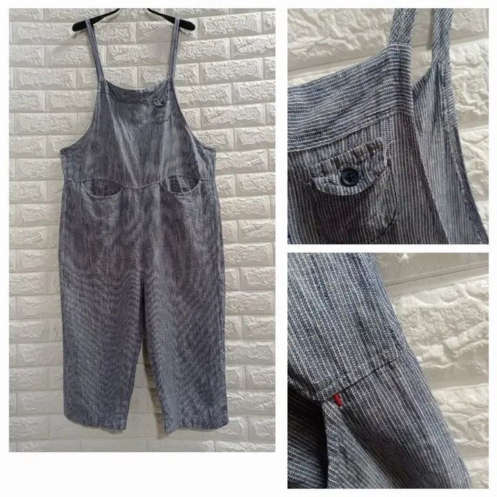 [BUNJANG] Blue Stripe Linen Jumpsuit / 블루스트라이프 린넨점프수트