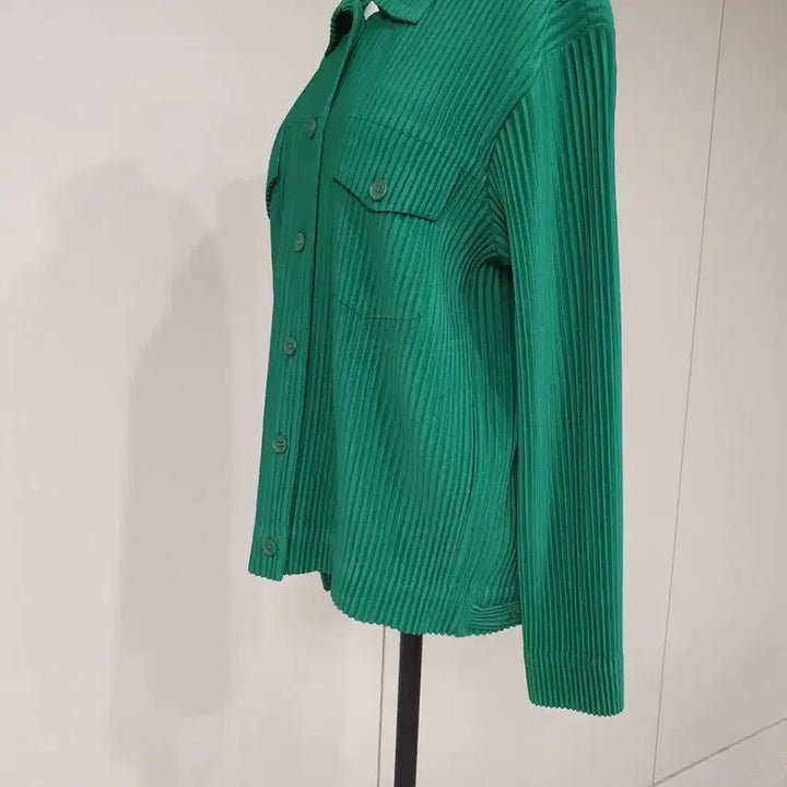 [BUNJANG] Pleats Me Green Shirt Jacket / 그린 플리츠미 셔츠 자켓 스타일