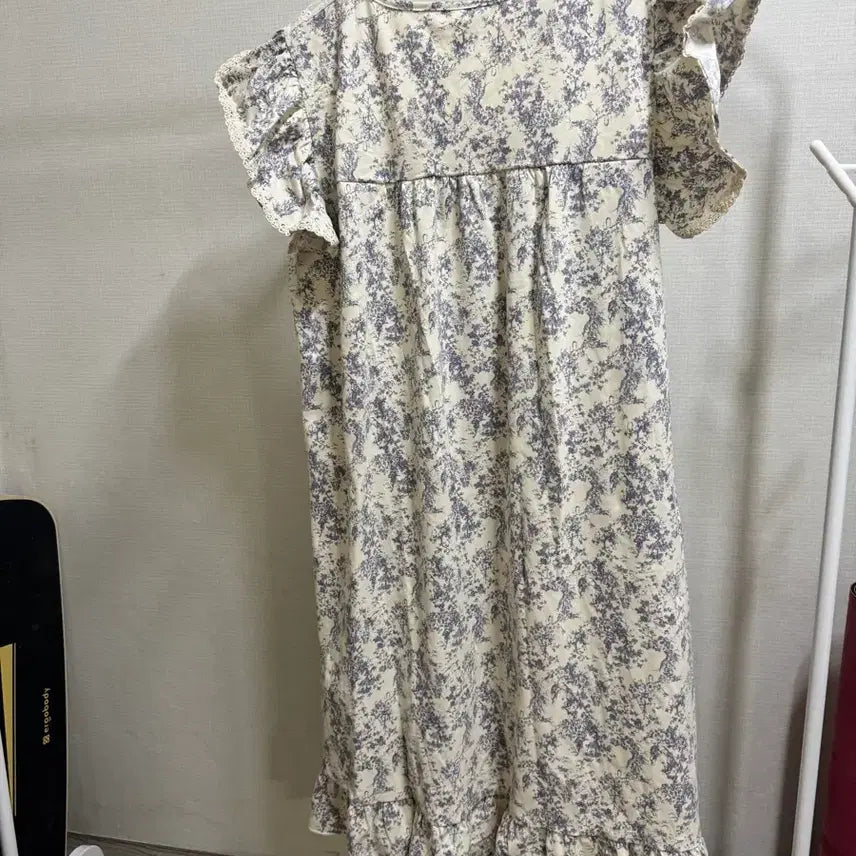 [BUNJANG] Floral Lace Long Dress Pajamas / 새상품 플라워 레이스 롱 원피스 잠옷 파자마