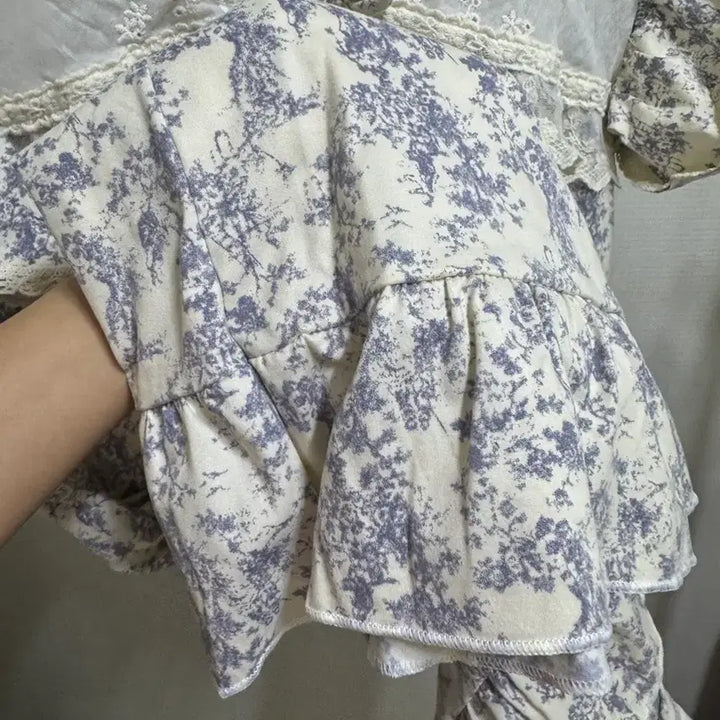 [BUNJANG] Floral Lace Long Dress Pajamas / 새상품 플라워 레이스 롱 원피스 잠옷 파자마