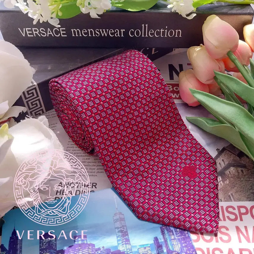[BUNJANG] Versace Silk Jacquard Tie / 베르사체 실크 레드 자카드 넥타이 9cm A+등급 K2498