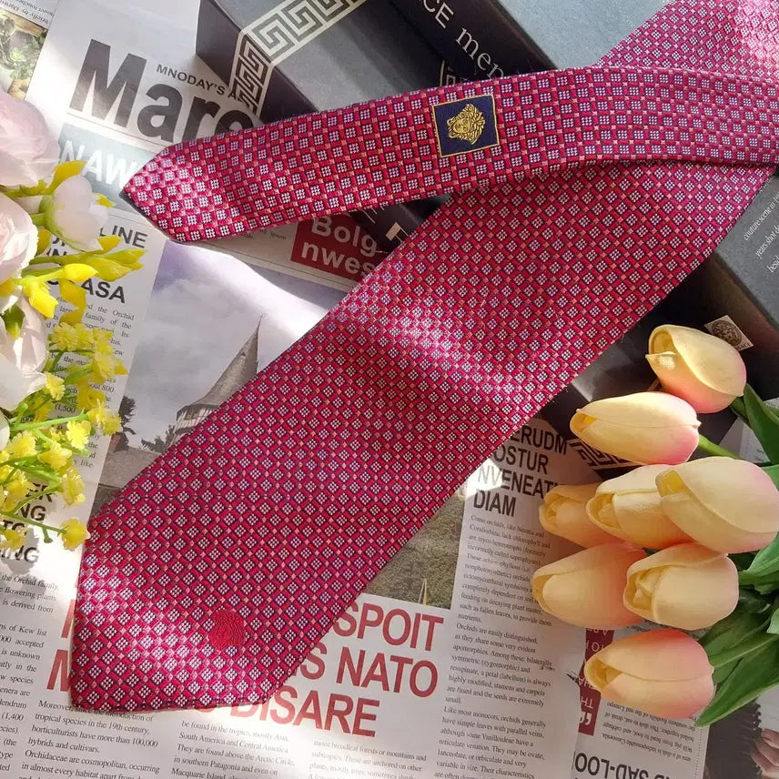 [BUNJANG] Versace Silk Jacquard Tie / 베르사체 실크 레드 자카드 넥타이 9cm A+등급 K2498