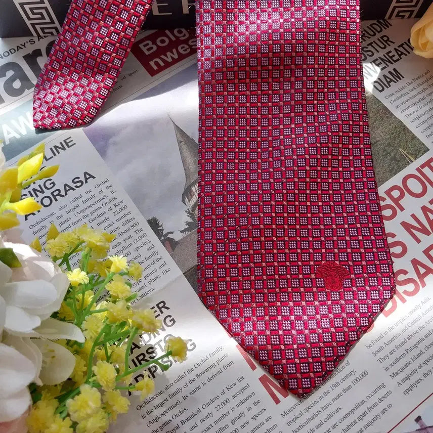 [BUNJANG] Versace Silk Jacquard Tie / 베르사체 실크 레드 자카드 넥타이 9cm A+등급 K2498