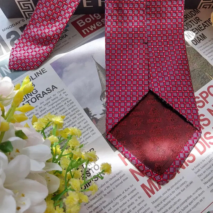 [BUNJANG] Versace Silk Jacquard Tie / 베르사체 실크 레드 자카드 넥타이 9cm A+등급 K2498