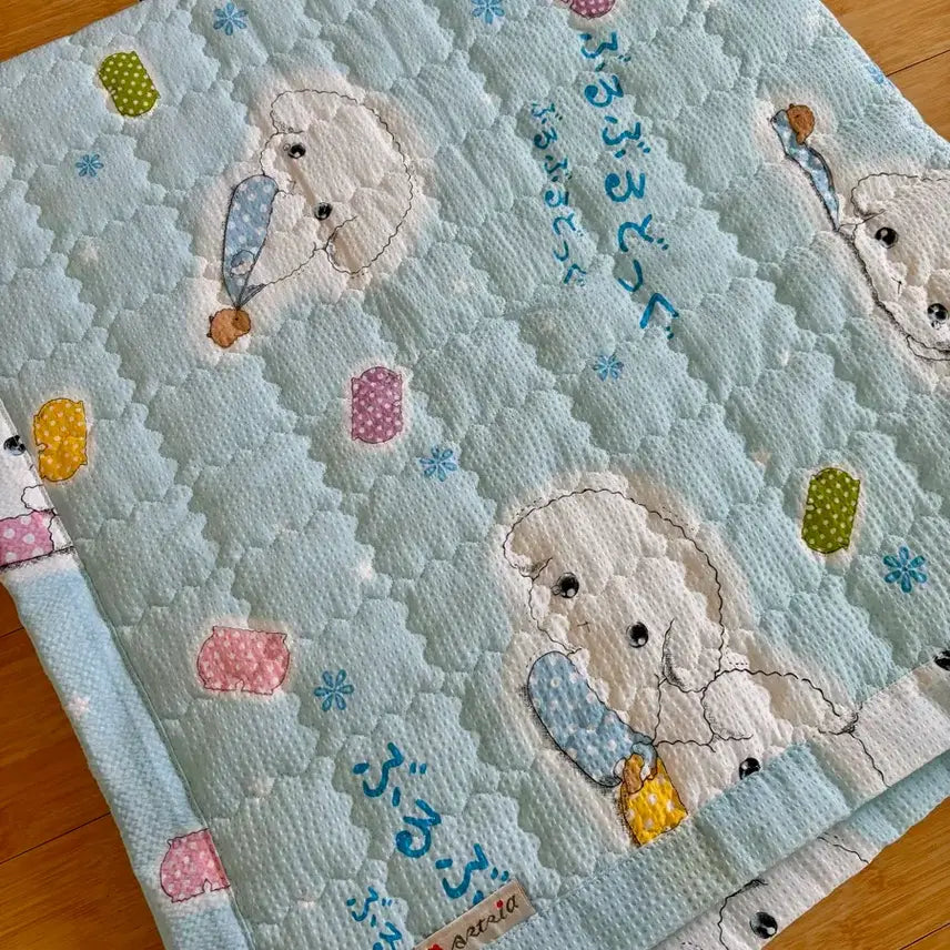 [BUNJANG] San-X Buruburudog Seersucker Summer Blanket Mat / 고전문구 산엑스 부르부르도그 시어서커 여름 이불 매트